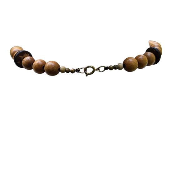VTG 70s Boho Tribal Necklace Wood Beads Carved Elephant Pendant Earthy Artisan - Picture 11 of 14